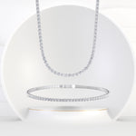 Gift Set - 4CT Diamond Tennis Necklace & 1.05CT Flexible Diamond Bangle in 14k Solid Gold - Gem Jewelers Co