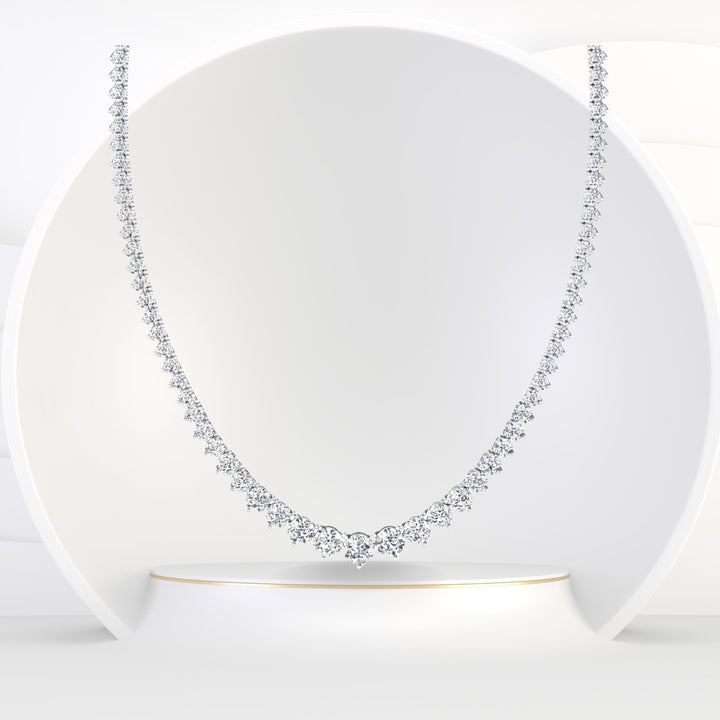 6CT 3-Prong Riviera Graduated Natural Diamond Tennis Necklace