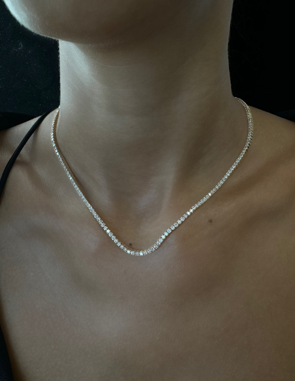 6CT 4-Prong Natural Diamond Tennis Necklace 14K Gold