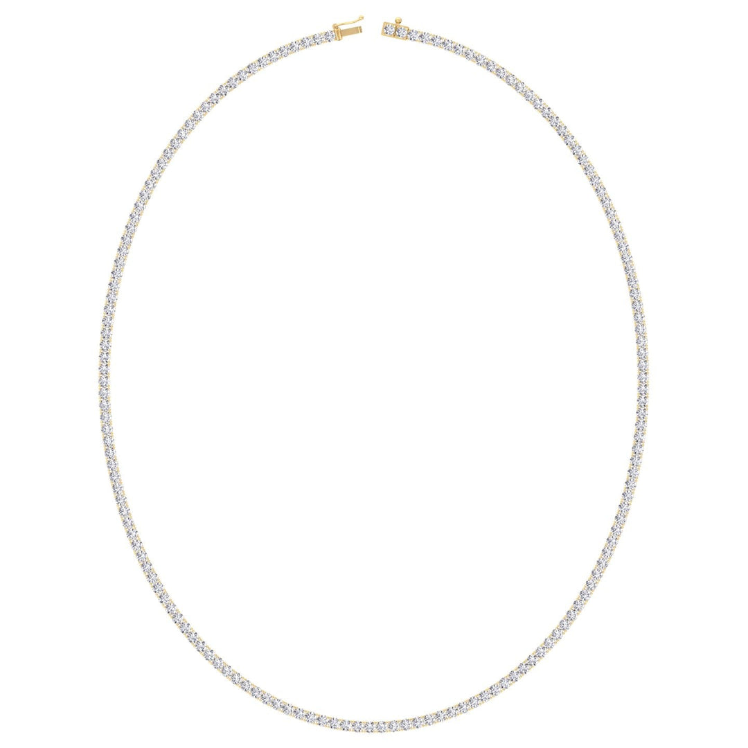 6CT 4-Prong Natural Diamond Tennis Necklace 14K Yellow Gold