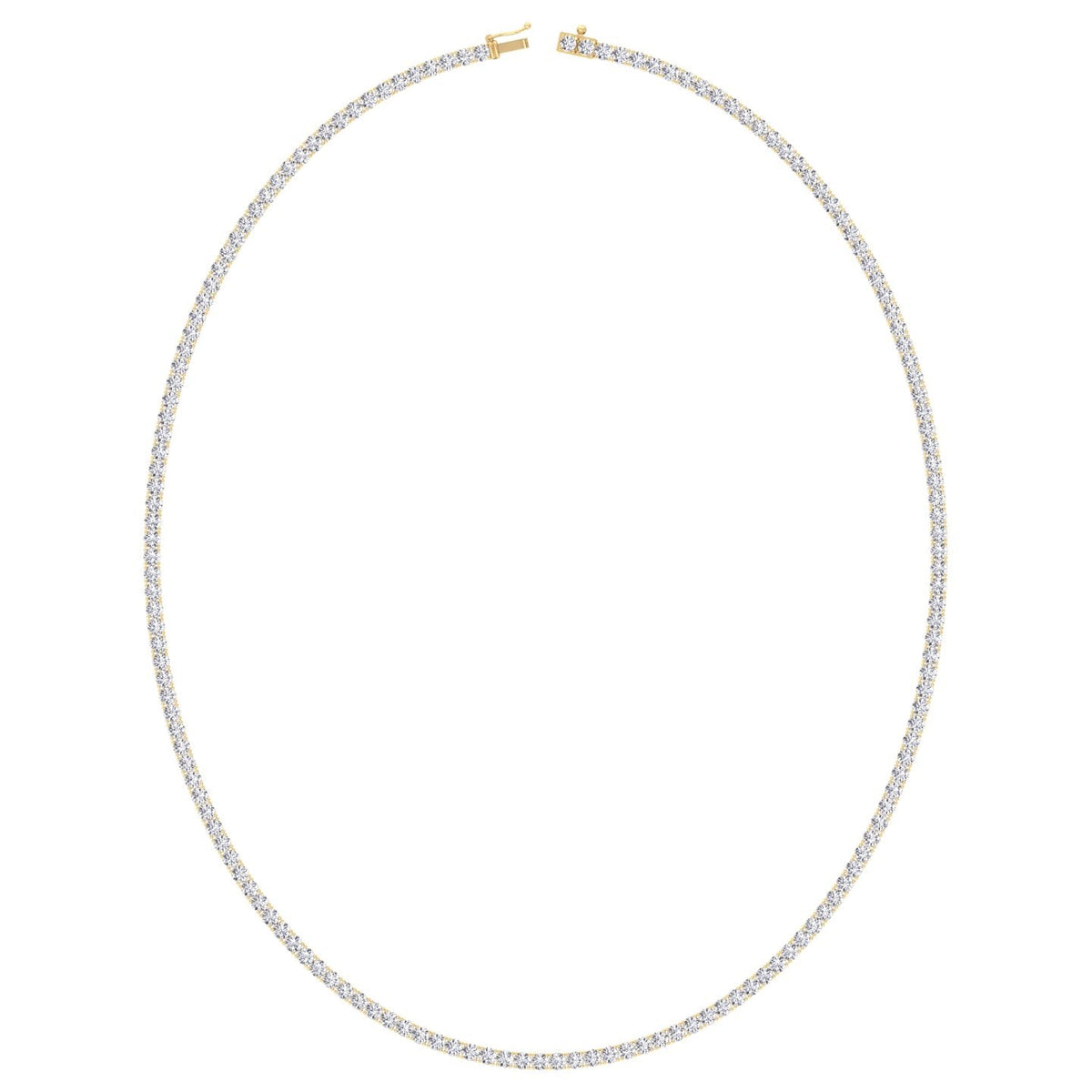 6CT 4-Prong Natural Diamond Tennis Necklace 14K Yellow Gold
