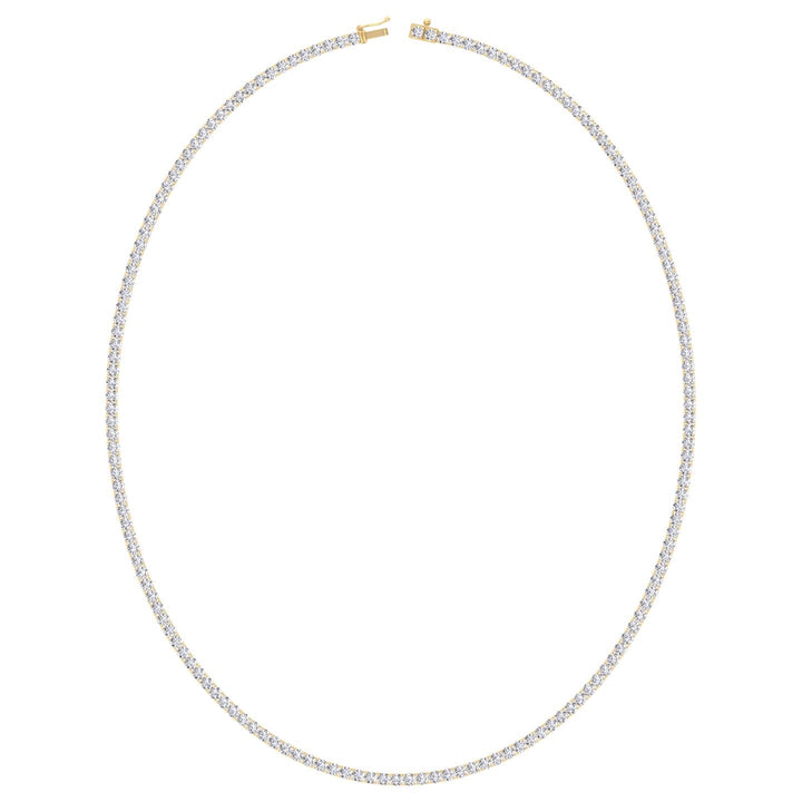 6CT 4-Prong Natural Diamond Tennis Necklace 14K Yellow Gold