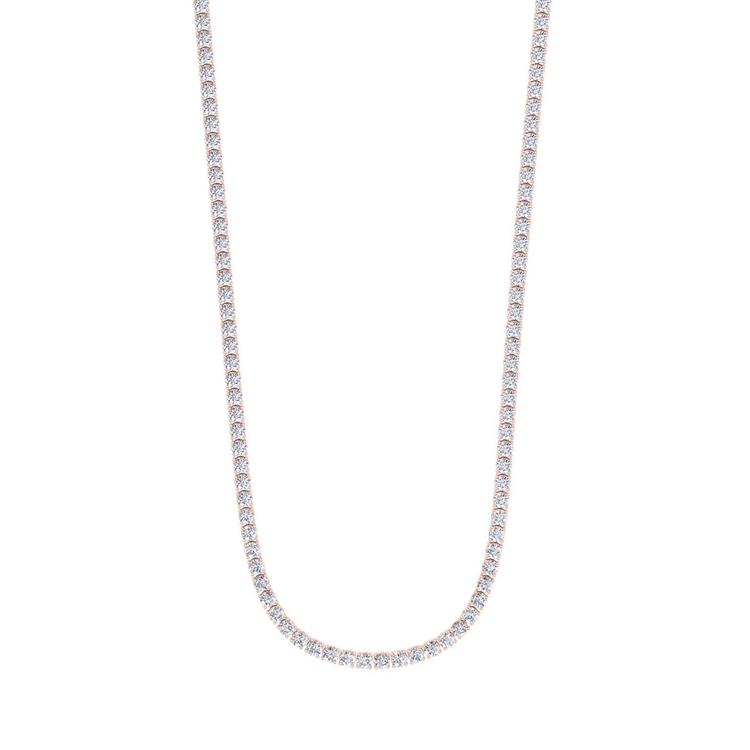 6CT 4-Prong Natural Diamond Tennis Necklace Rose Gold, Profile