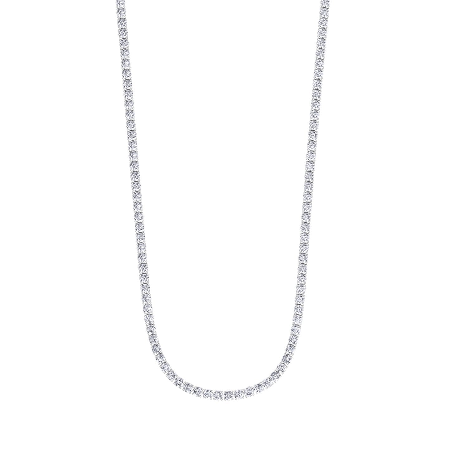 6CT 4-Prong Natural Diamond Tennis Necklace White Gold, Profile