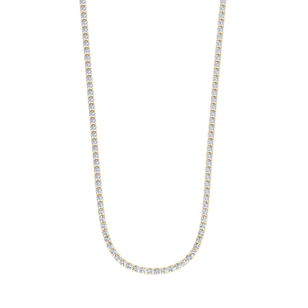 6CT 4-Prong Natural Diamond Tennis Necklace Yellow Gold, Profile