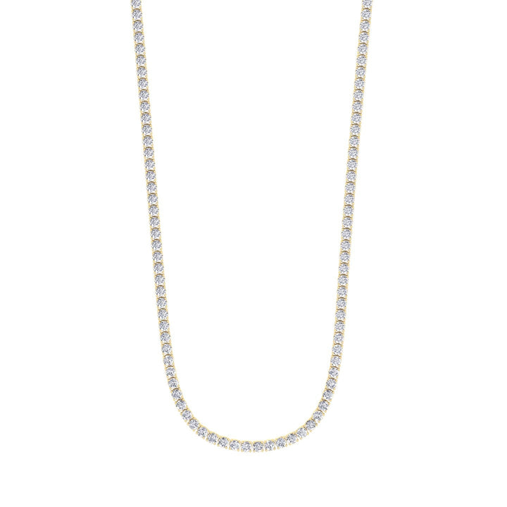 6CT 4-Prong Natural Diamond Tennis Necklace Yellow Gold, Profile