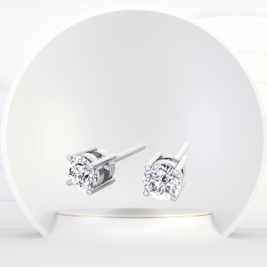 Ava - Dainty 0.25Ct Round Diamond Stud Earrings - Gem Jewelers Co