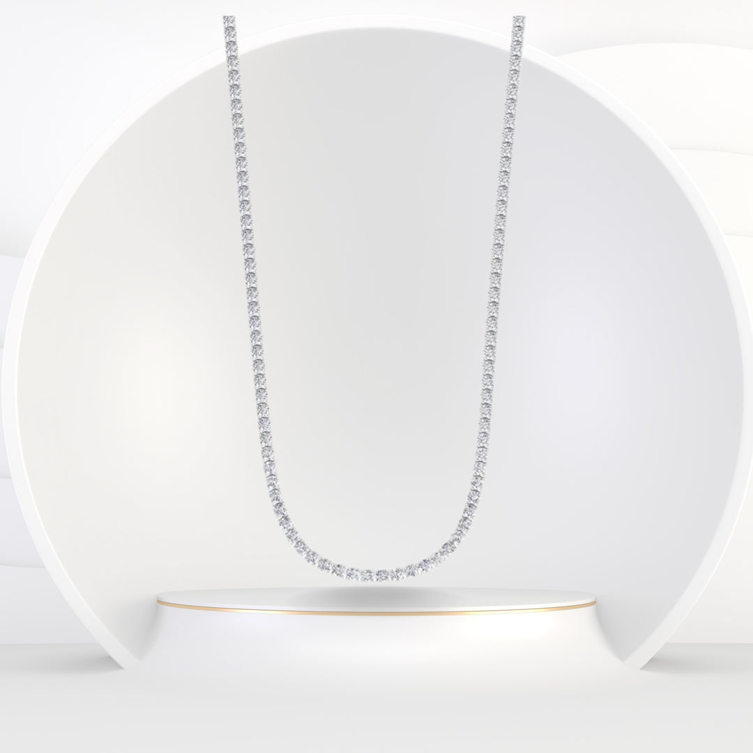 [4 Prong Natural Diamond Tennis Necklace] - [Gem Jewelers Co.]