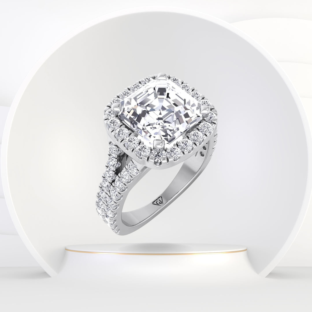 Capri - Radiant Cut Halo Diamond Engagement Ring