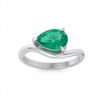 Natural Green Emerald Pear Shape Pinky Ring White Gold 14K 18K