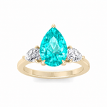 Pear Shape Natural Paraiba Tourmaline Ring with Pear Sidestones Gold 1