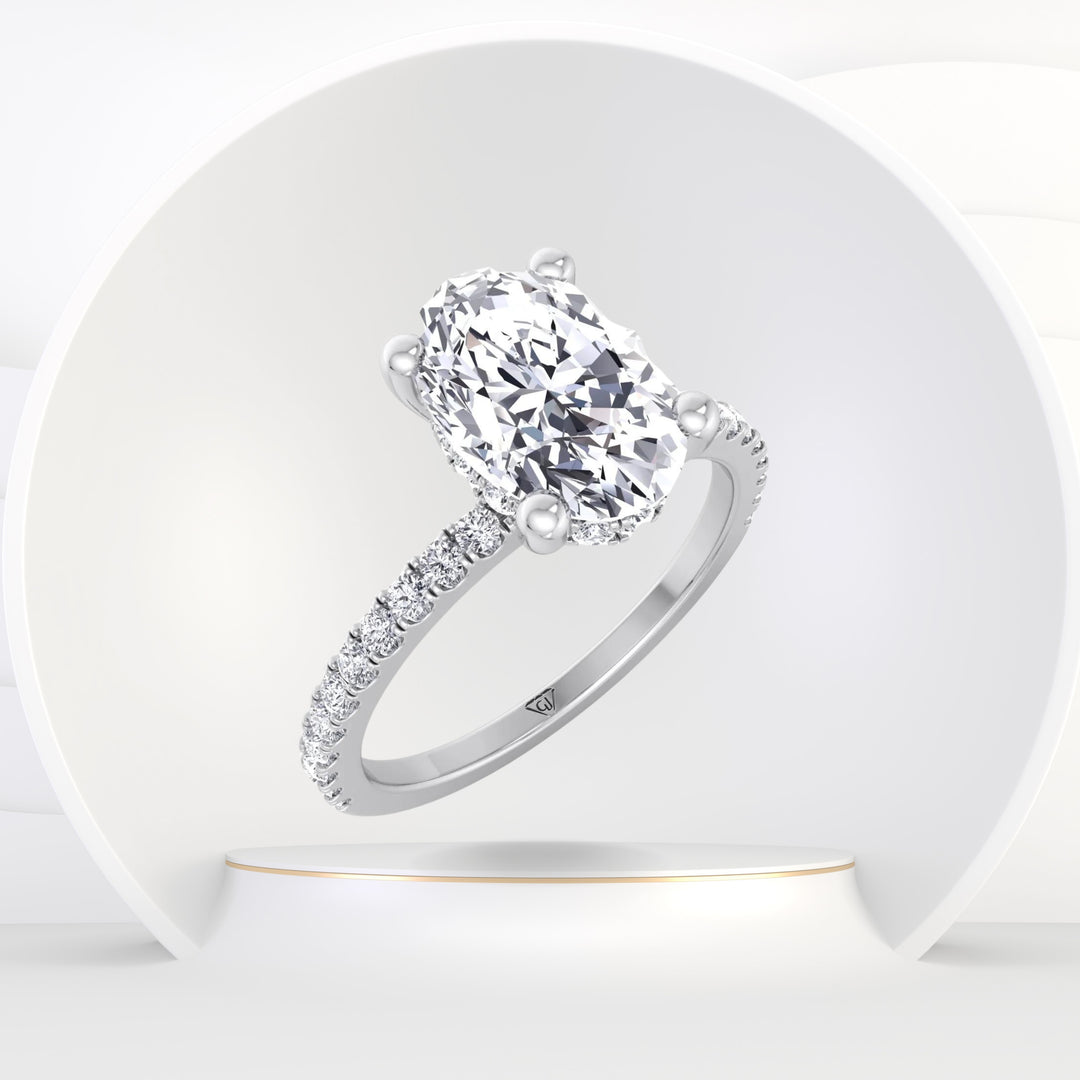 Modena - Invisible Halo Oval Cut Diamond Engagement Ring