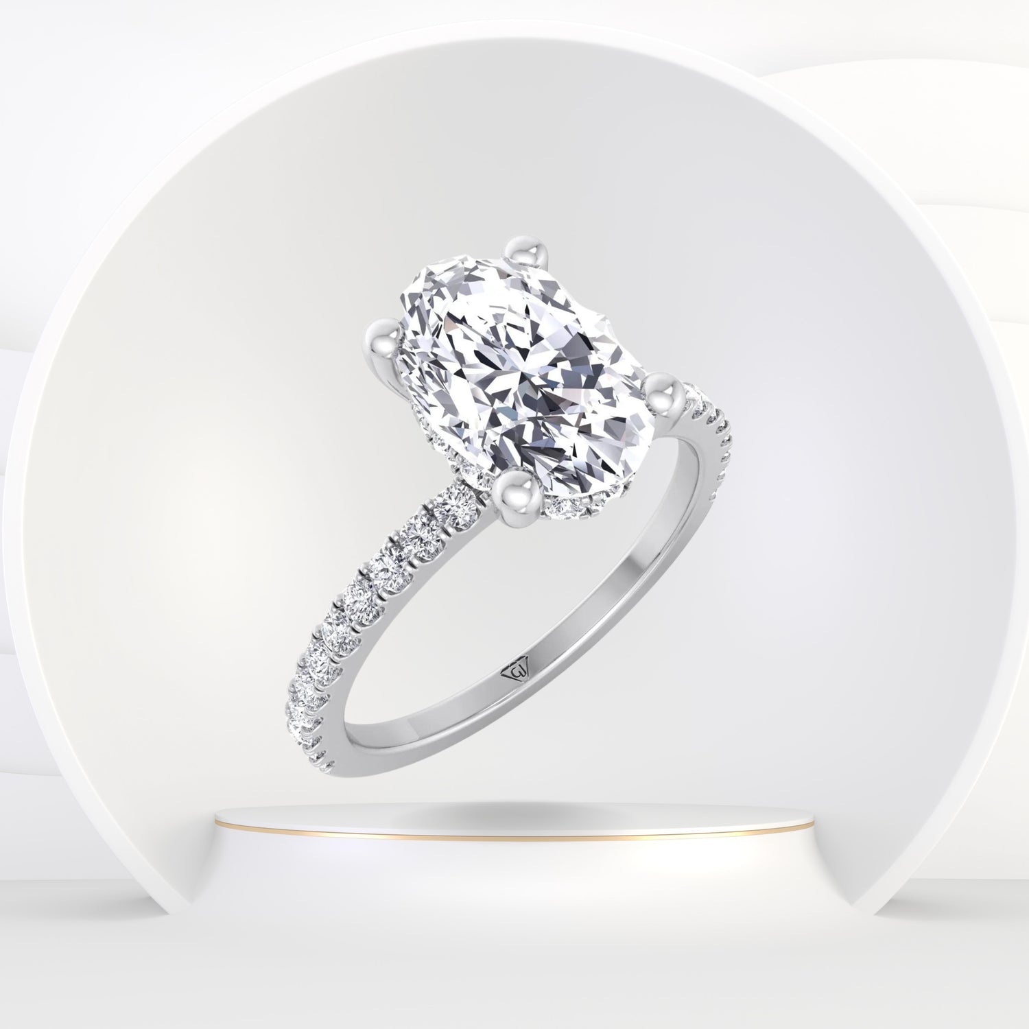 Modena - Invisible Halo Oval Cut Diamond Engagement Ring - Gem Jewelers Co