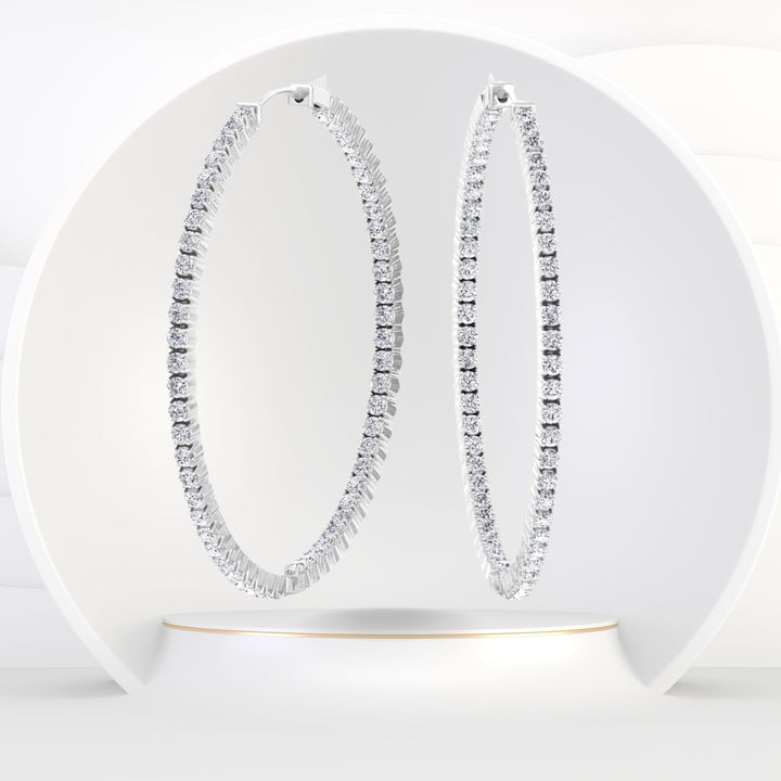 Sonal - 2.15CT Inside Out Round Diamond Hoop Earrings 1.5"