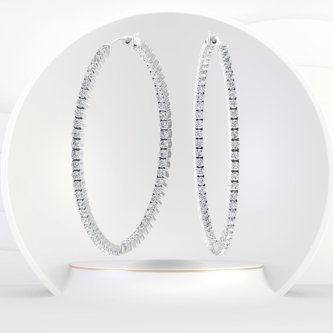 Sonal - 2.15CT Inside Out Round Diamond Hoop Earrings 1.5" - Gem Jewelers Co