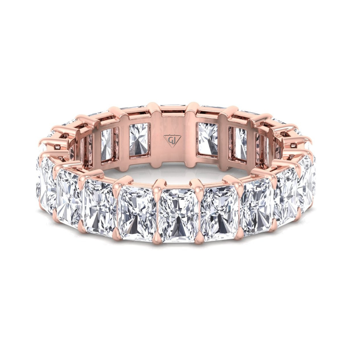 Radiant Cut Natural Diamond Eternity Band Gold Rose Gold 14K
