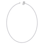 8CT Custom Initial Natural Diamond Tennis Necklace, White Gold, Profile