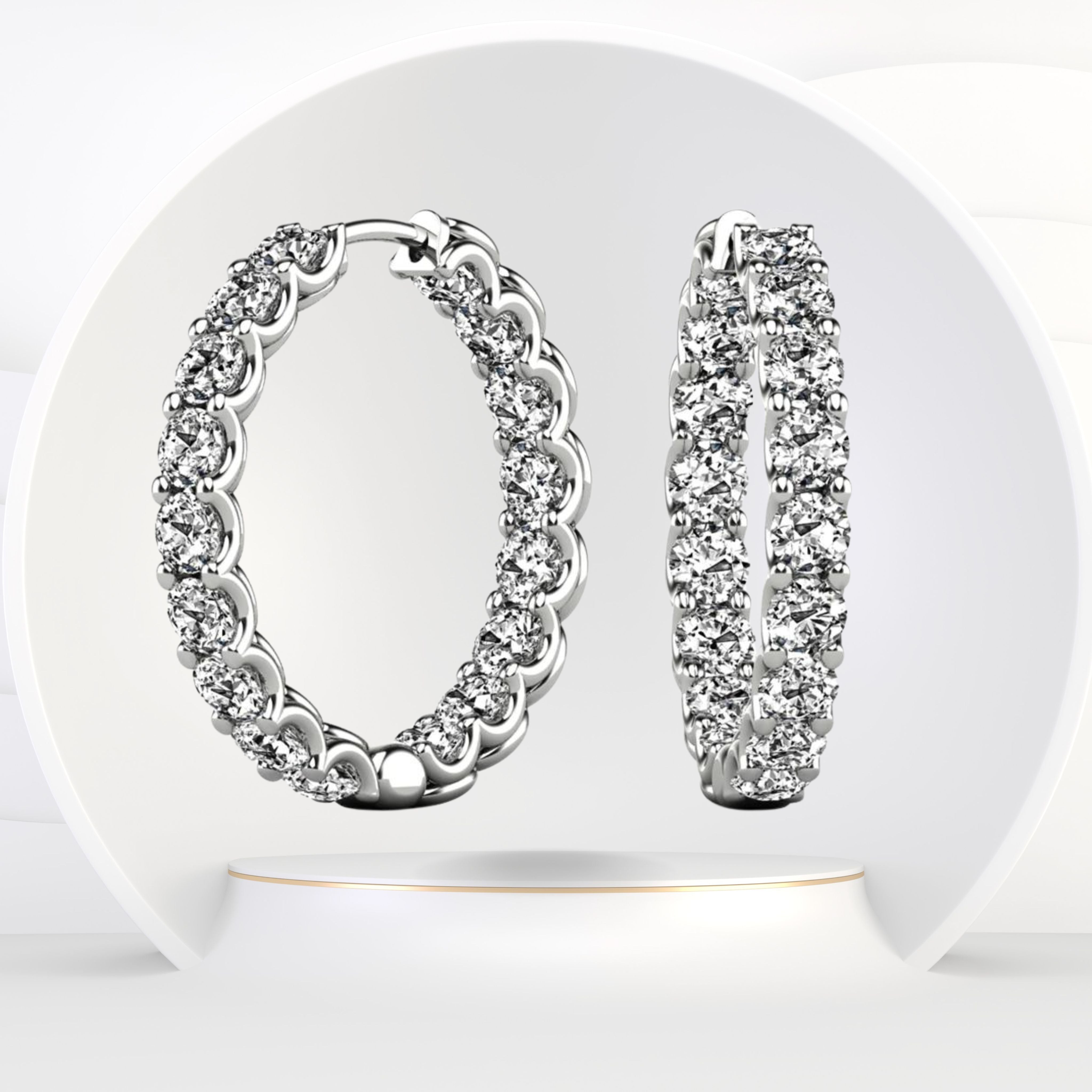 Sparkling Row Eternity Hoop Earrings — The Diamond Center: Where Wisconsin  Gets Engaged