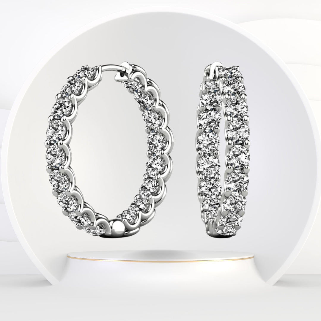 Milano - 4.5CT Round Diamond Eternity Hoop Earrings 1" - Gem Jewelers Co