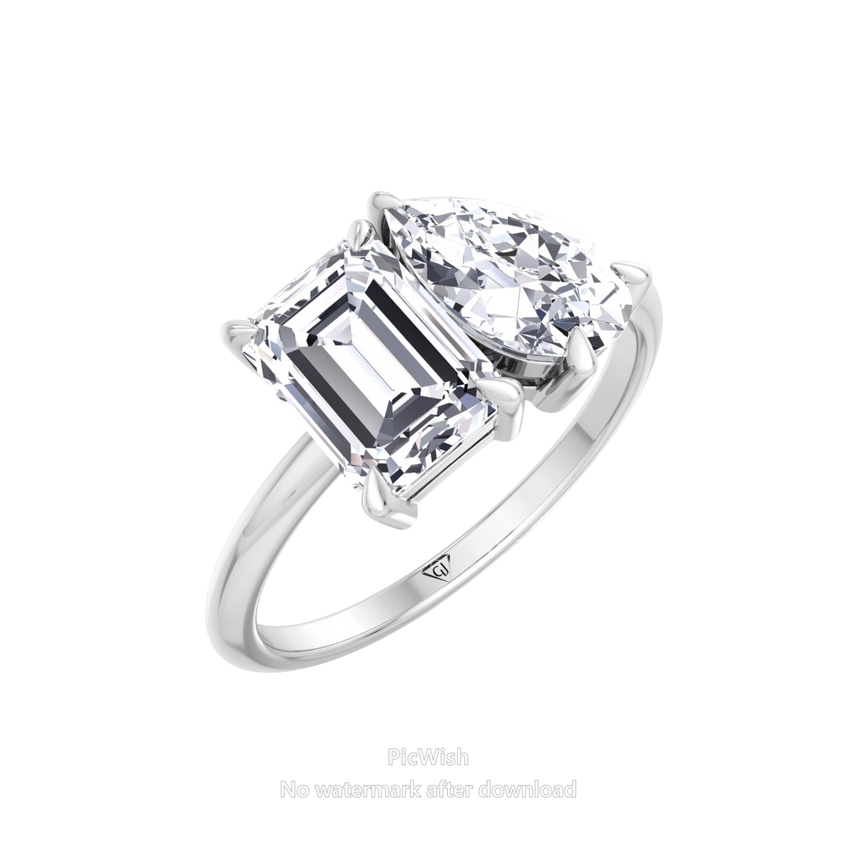 Toi et Moi Pear & Emerald Cut Natural Diamond Engagement Ring