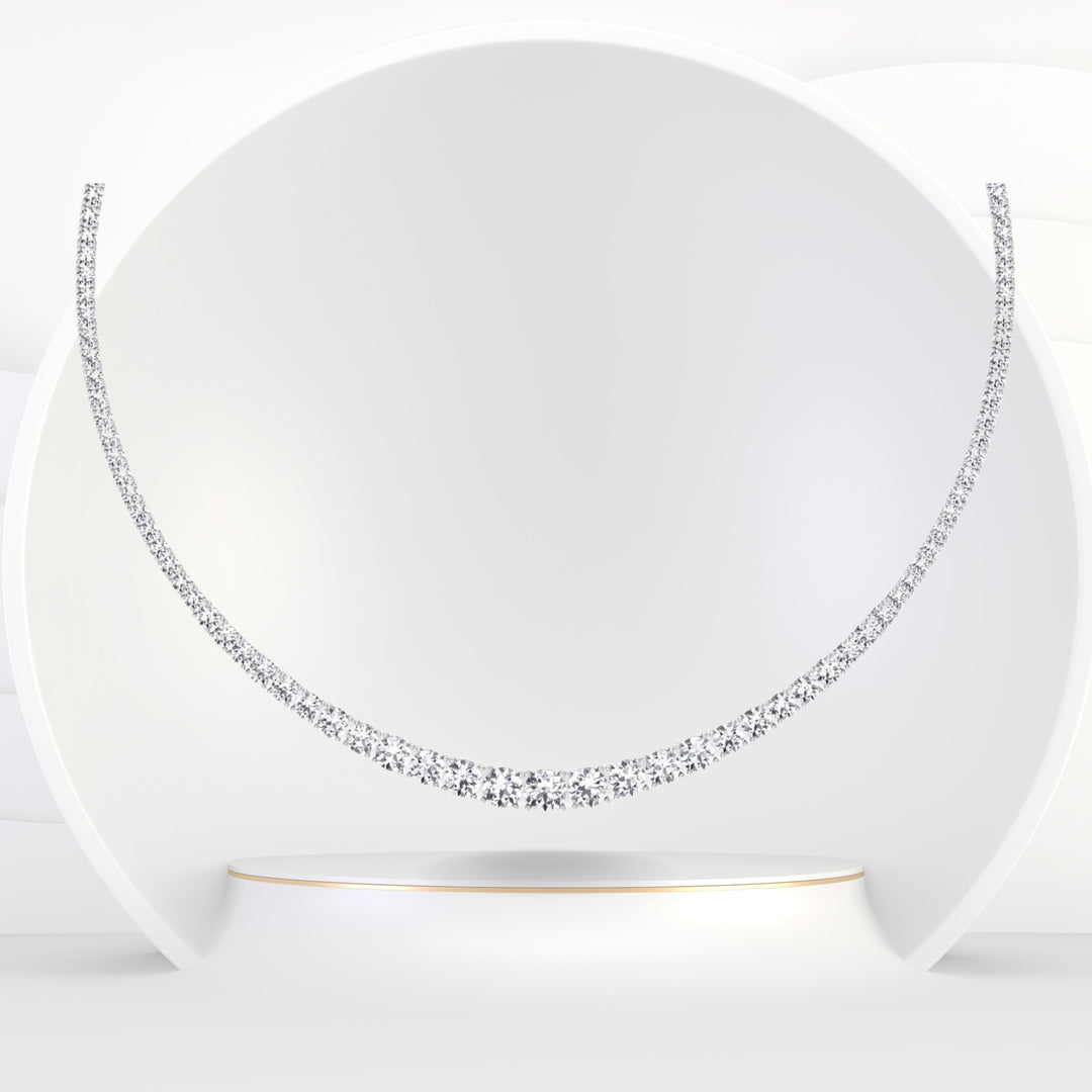 4 Prong Graduated Natural Diamond Tennis Necklace - Gem Jewelers Co