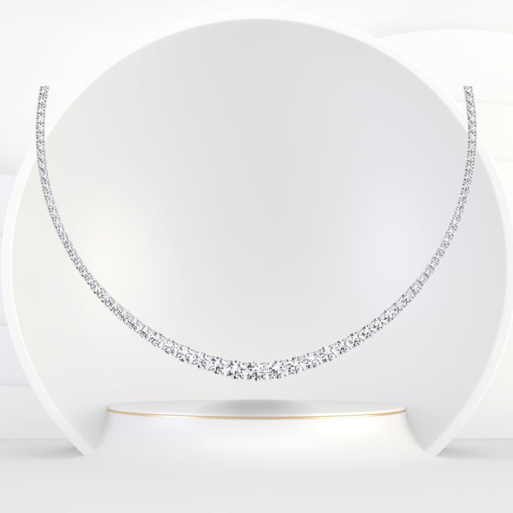 4 Prong Graduated Natural Diamond Tennis Necklace - Gem Jewelers Co