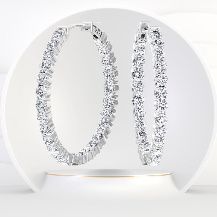 Lana - 5CT Inside Out Round Diamond Hoop Earrings 1.75"