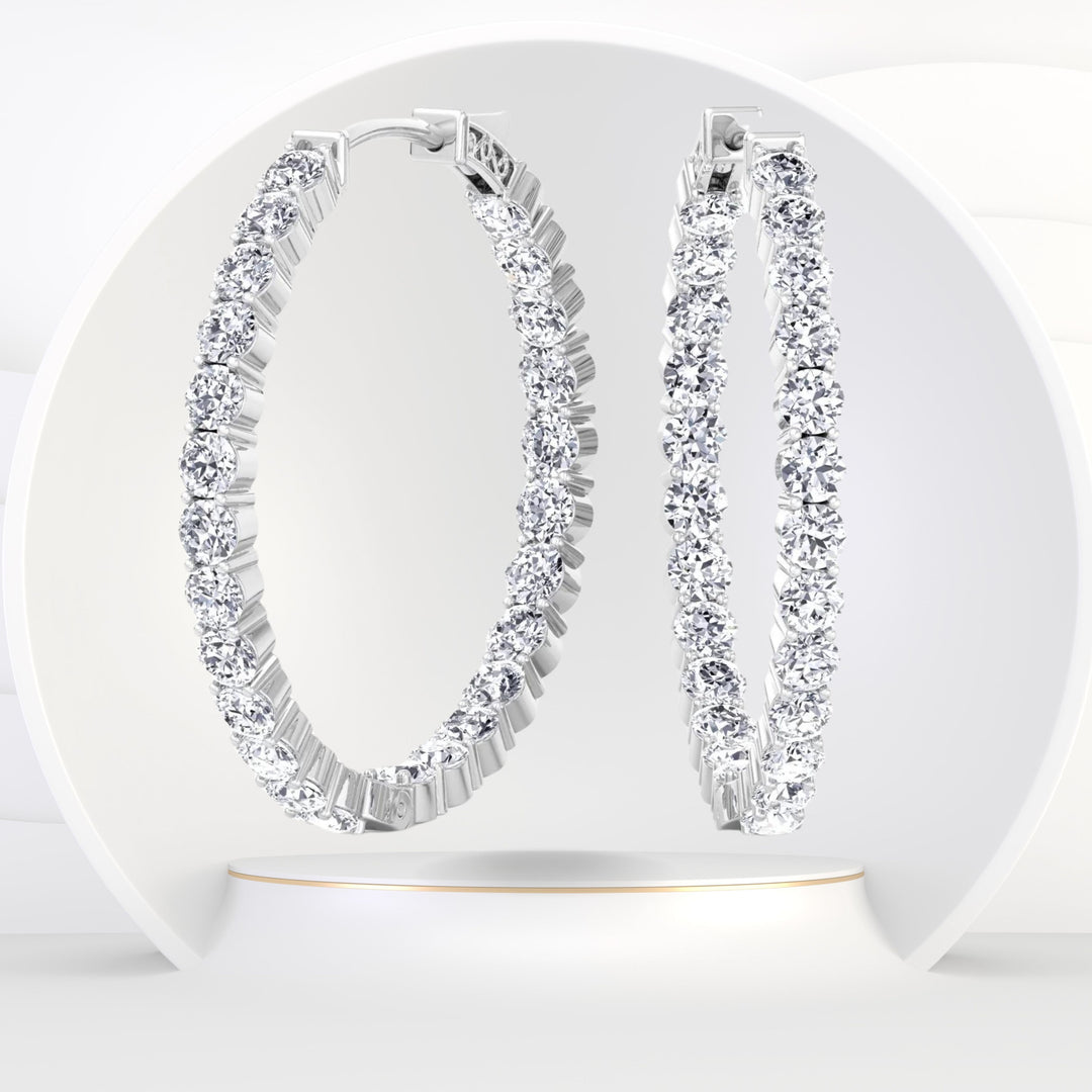 Lana - 5CT Inside Out Round Diamond Hoop Earrings 1.75" - Gem Jewelers Co