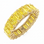 Emerald Shape Natural Fancy Yellow Diamond Eternity Band Yellow Gold 18K