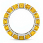 Emerald Shape Natural Fancy Yellow Diamond Eternity Band White Gold