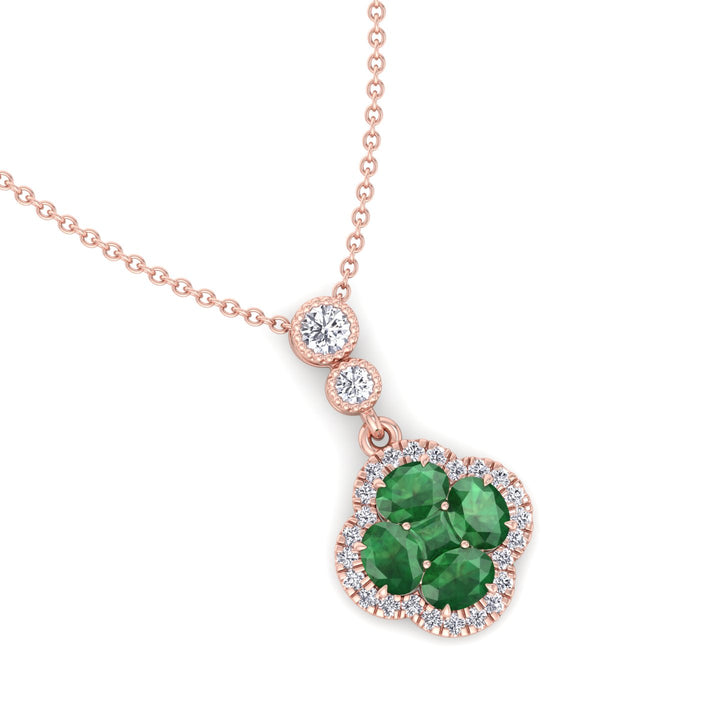 Agnes Emerald and Diamond Pendant Rose Gold