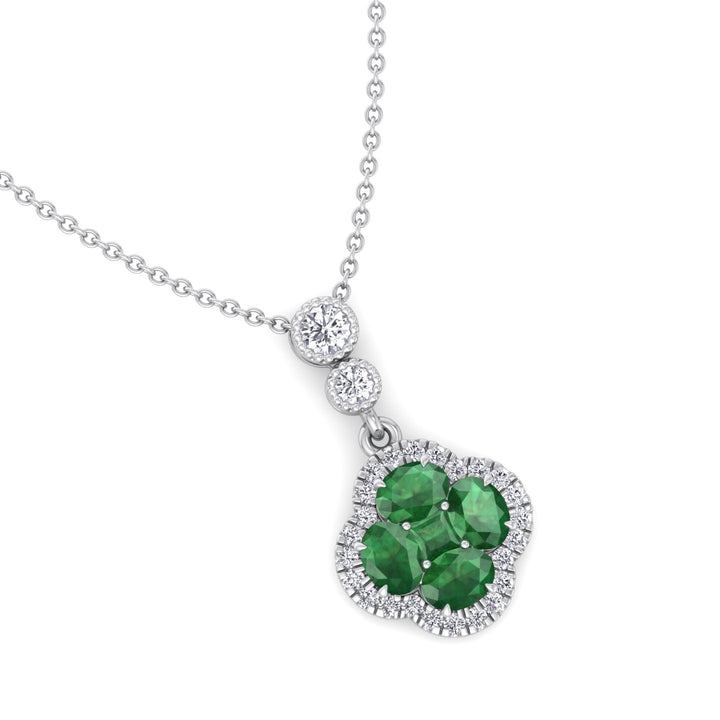 Agnes Emerald and Diamond Pendant White Gold
