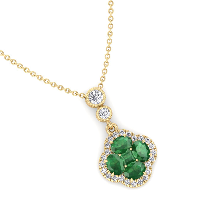 Agnes Emerald and Diamond Pendant Yellow Gold