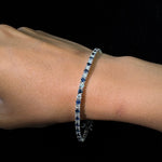 Alternating Natural Diamond & Sapphire Tennis Bracelet Gold on Hand