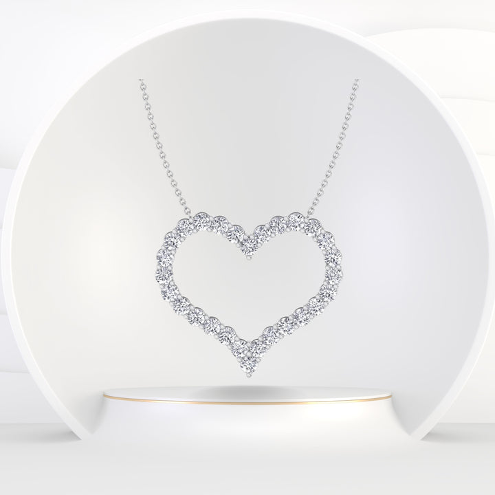 Aura - Open Heart Diamond Pendant Necklace (2.05CT ) Valentines Gift
