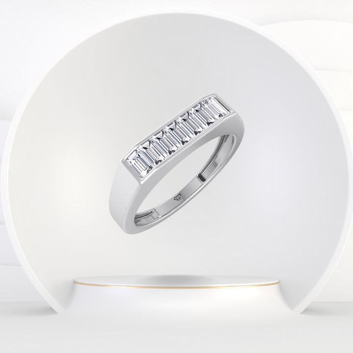 Baguette Shape Channel Setting Natural Diamond Wedding Band