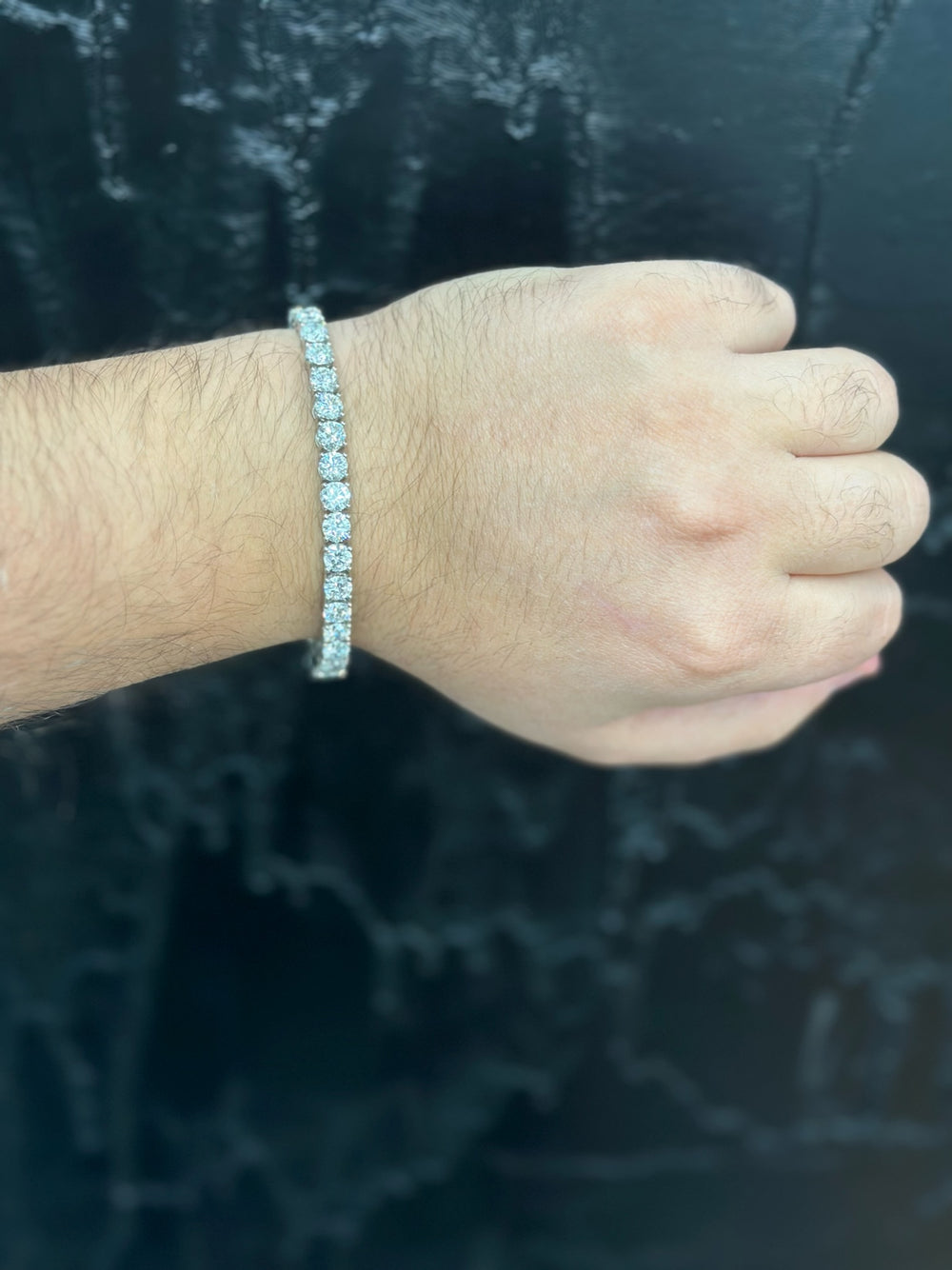 Barto - Men's Diamond Tennis Bracelet, On Wrist