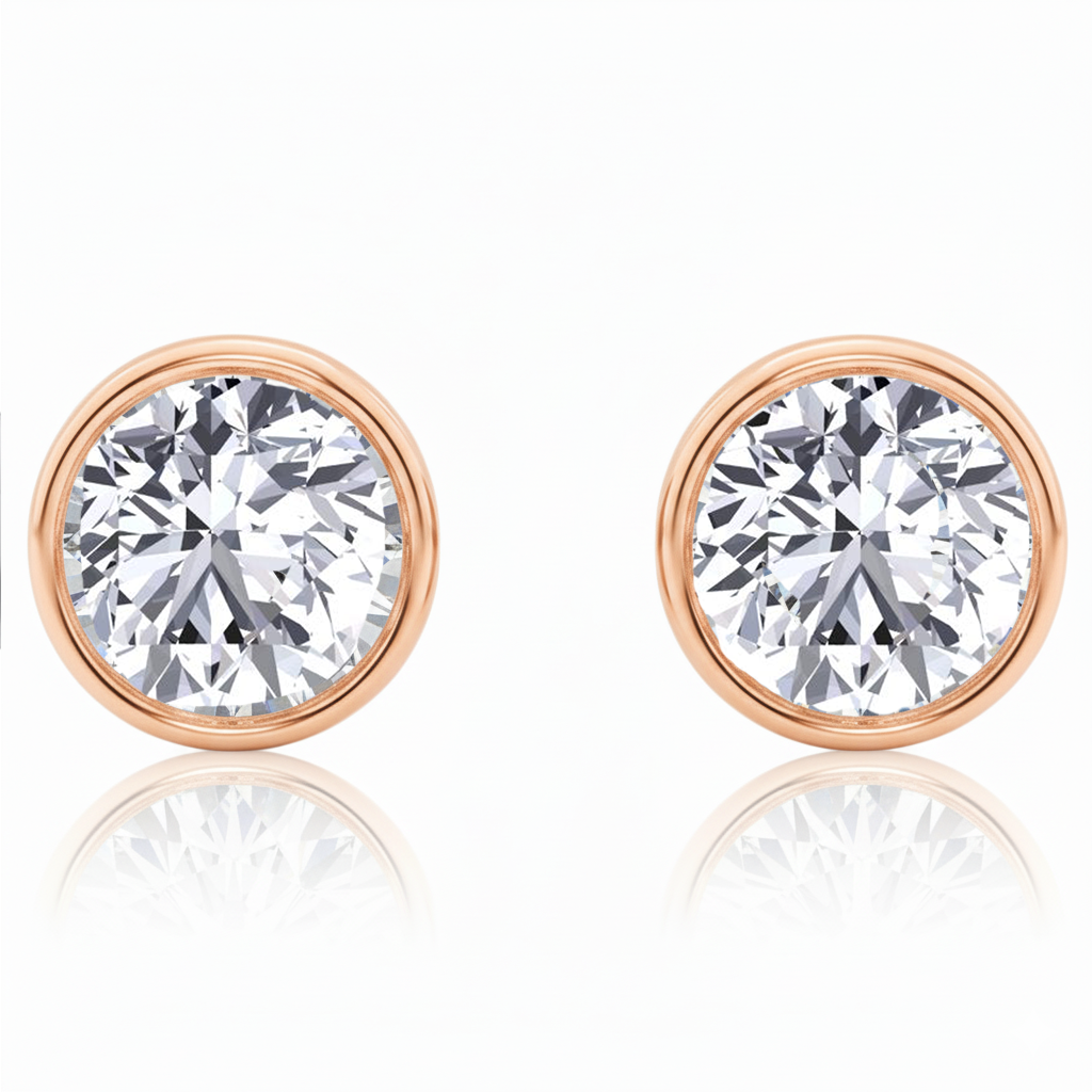 Bezel Set Round Cut Natural Diamond Studs RG