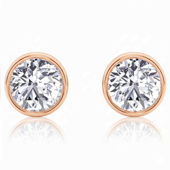 Bezel Set Round Cut Natural Diamond Studs RG