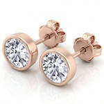Bezel Set Round Cut Natural Diamond Studs RG 2