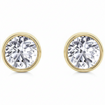 Bezel Set Round Cut Natural Diamond Studs YG