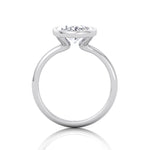 Bezel Set Oval Natural Diamond Solitaire Engagement Ring, White Gold