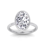 Bezel Oval Natural Diamond Solitaire Engagement Ring, White 