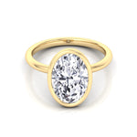 Bezel Set Oval Shape Natural Diamond Solitaire Engagement Ring, Yellow