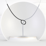 Black and White Natural Diamond Lariat Necklace