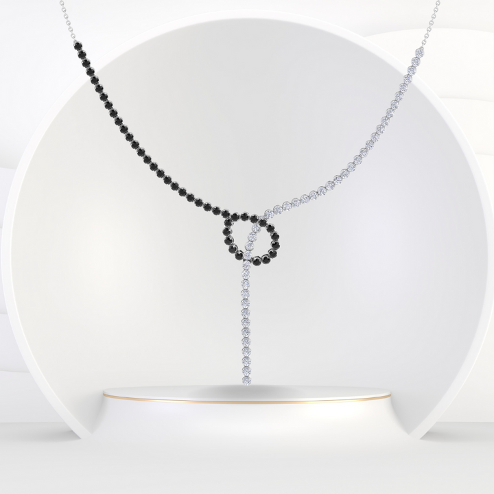 Black and White Natural Diamond Lariat Necklace
