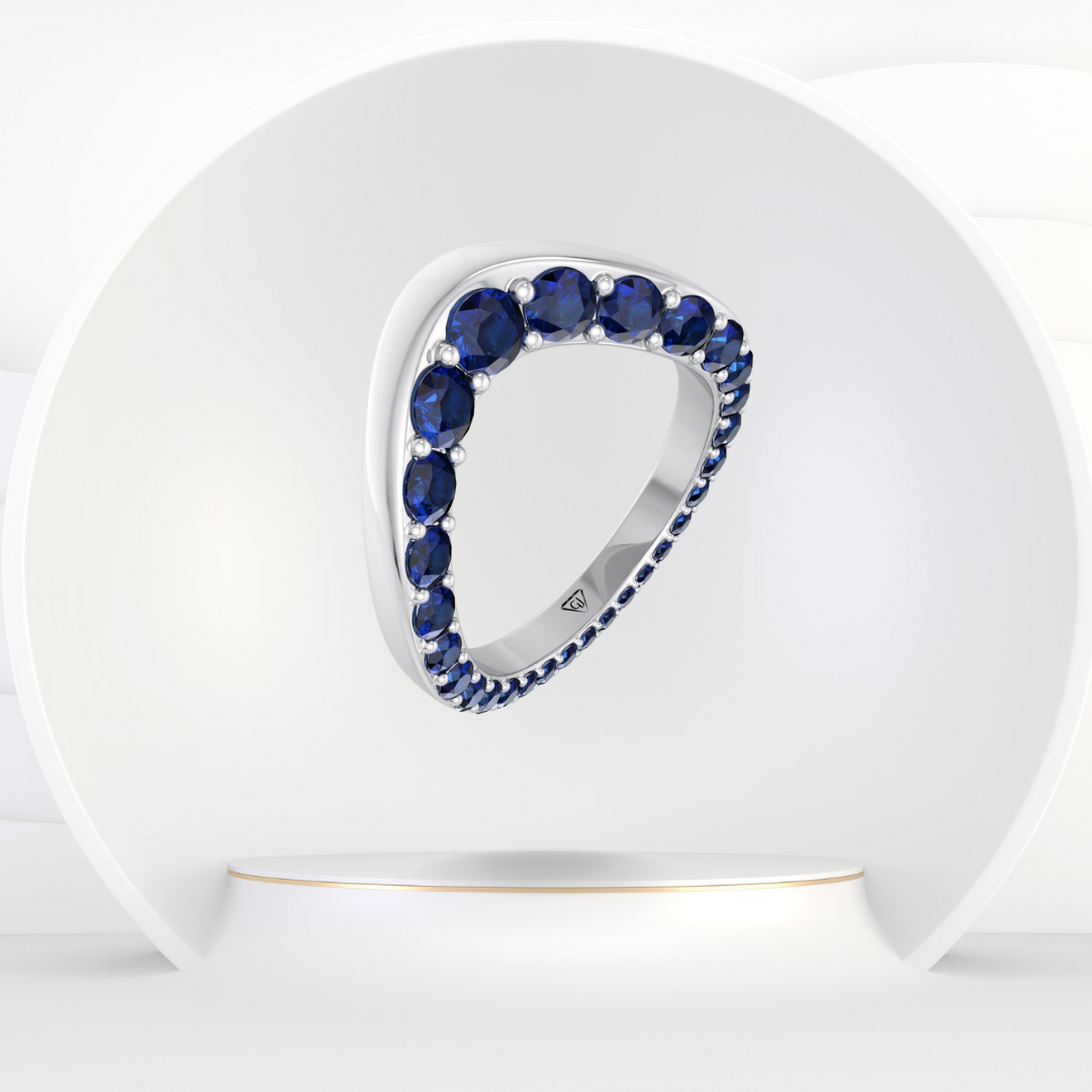 Natural Blue Sapphire Invisible Halo Eternity Band