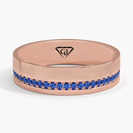 Men's Blue Sapphire Natural Diamond Pave Edge Wedding Band  RG 2