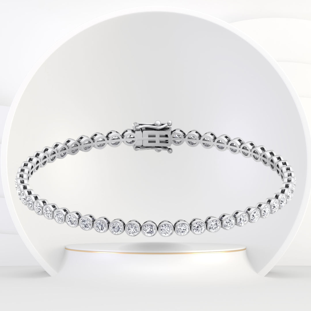 Bezel Set Natural Diamond Tennis Bracelet - Gem Jewelers Co