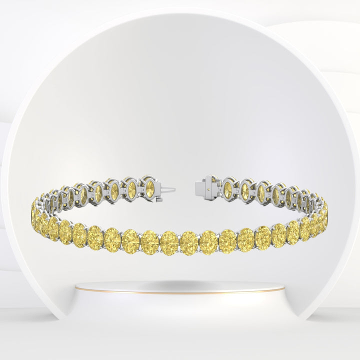 20CT Oval Shape Natural Fancy Yellow Diamond Tennis Bracelet